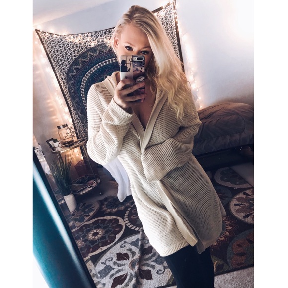 LOFT Sweaters - LOFT Factory | Open Knit Hooded Cardigan Sweater